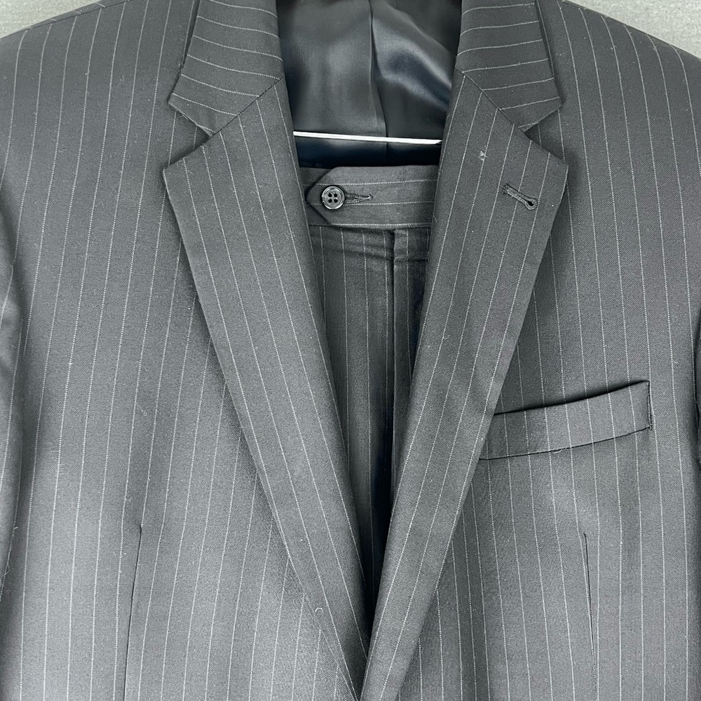 Jos A Bank 2 Piece Suit 43L‎ 36x29 Wool Silk Black Pinstripe Suit 2Button